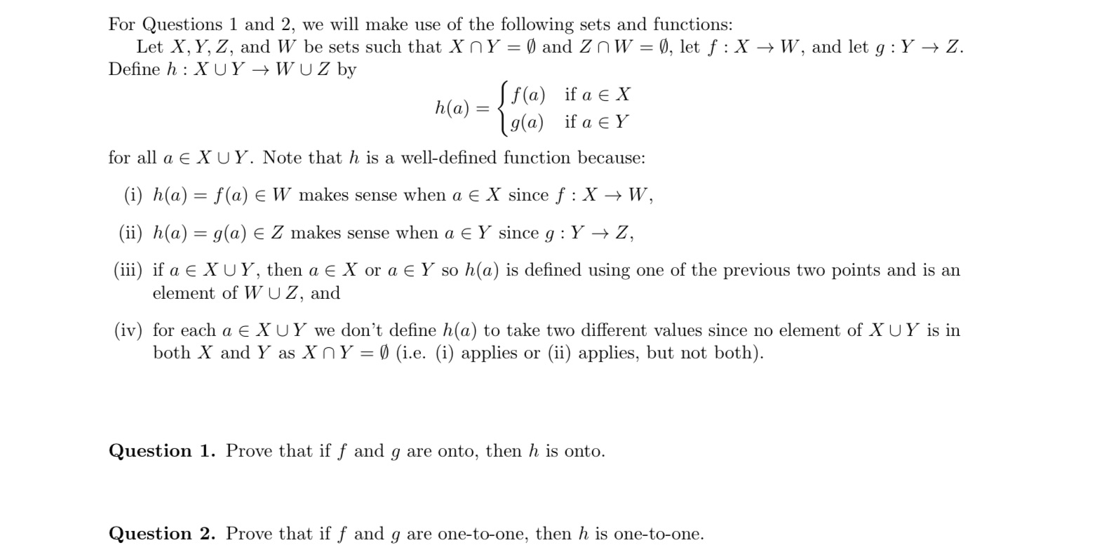 For Questions 1 and 2, we will make use of the