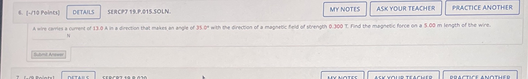 6. [-/10 Points] DETAILS SERCP7 19.P.015.SOLN. MY