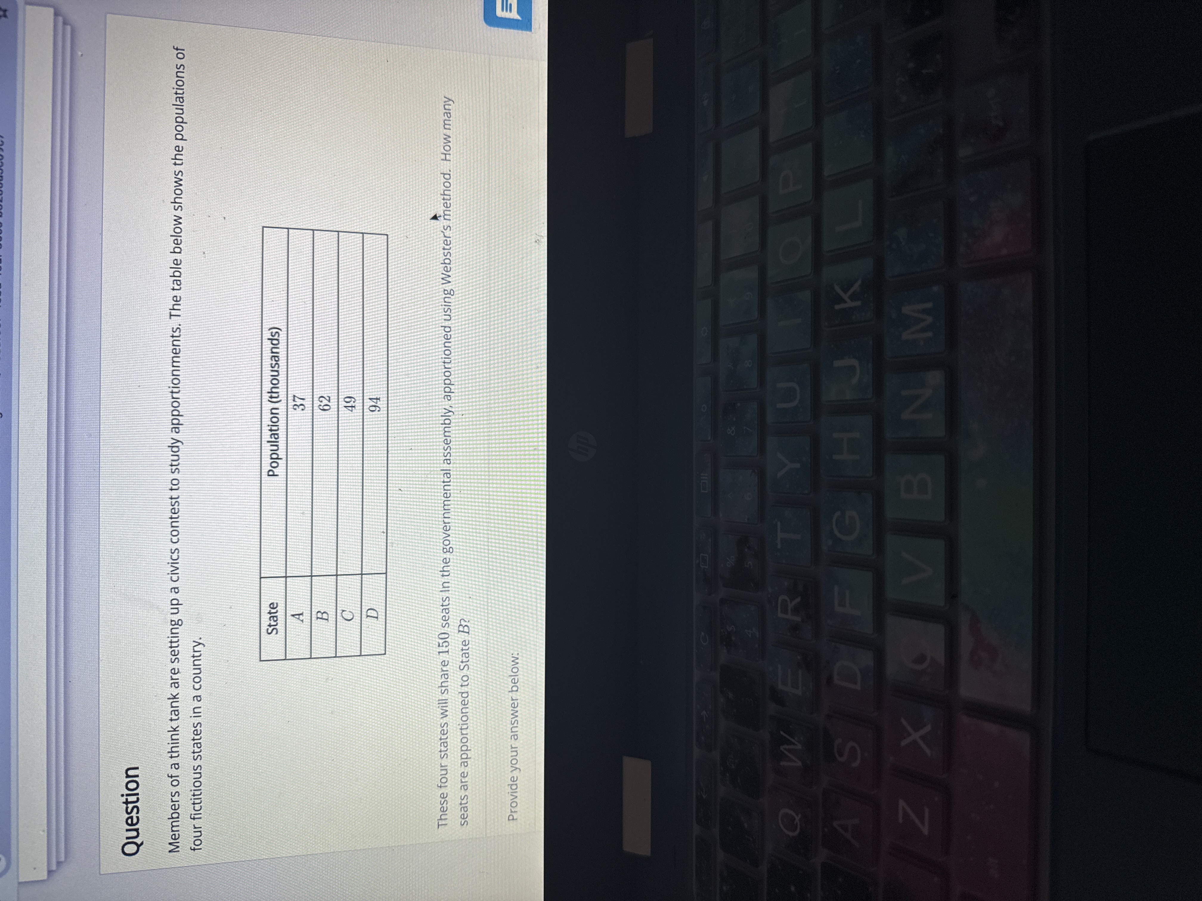 Question Members of a think tank are setting up a