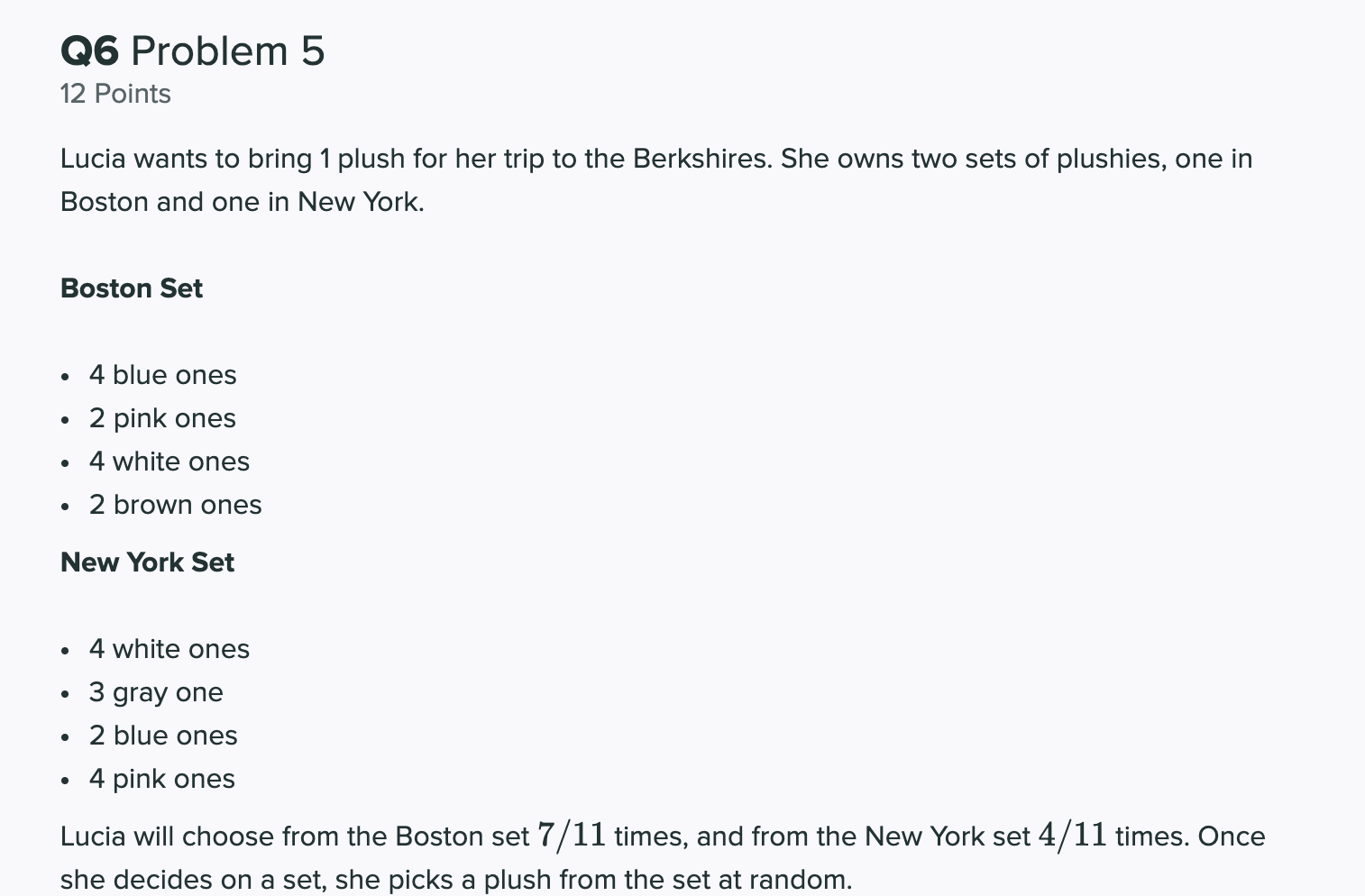 Q6 Problem 5 12 Points Lucia wants to bring 1