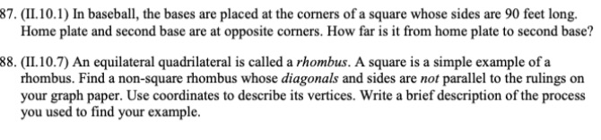 87. (II.10.1) In baseball, the bases are placed