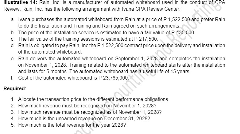 Illustrative 14: Rain, Inc. is a manufacturer of