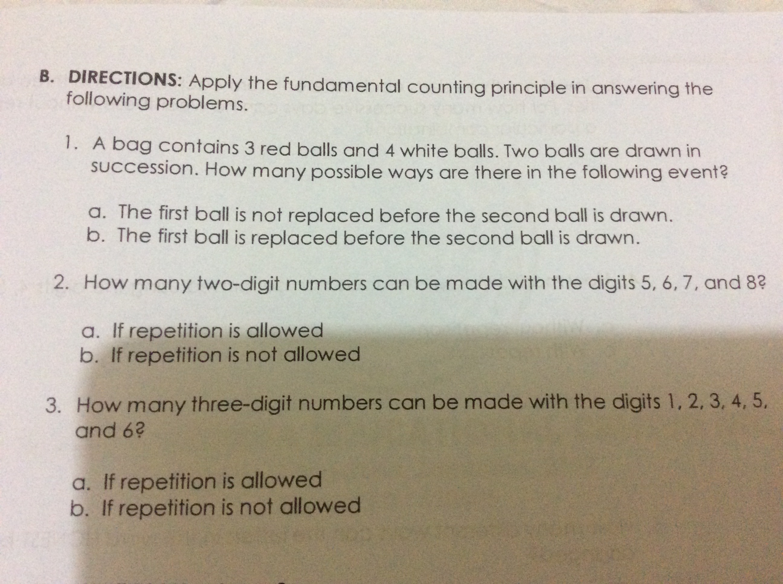 DIRECTIONS: Read and analyze each statement