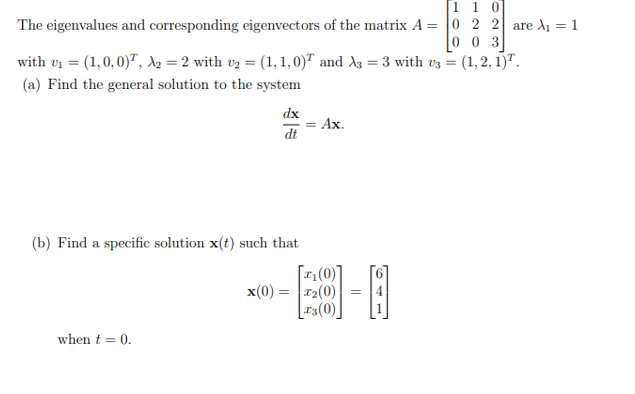 1 10 The eigenvalues and corresponding