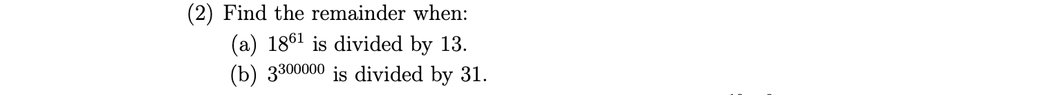 (1) Solve the following linear congruence