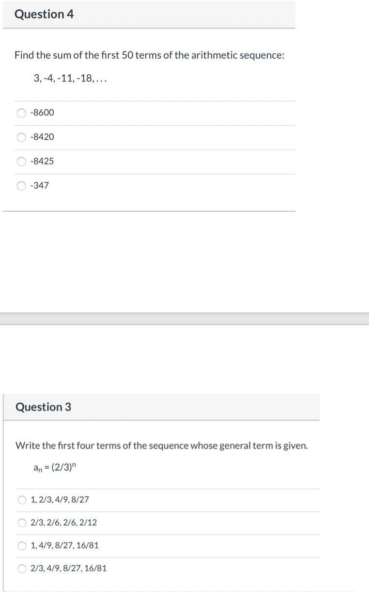Please help. Question 4 Find the sum of the first