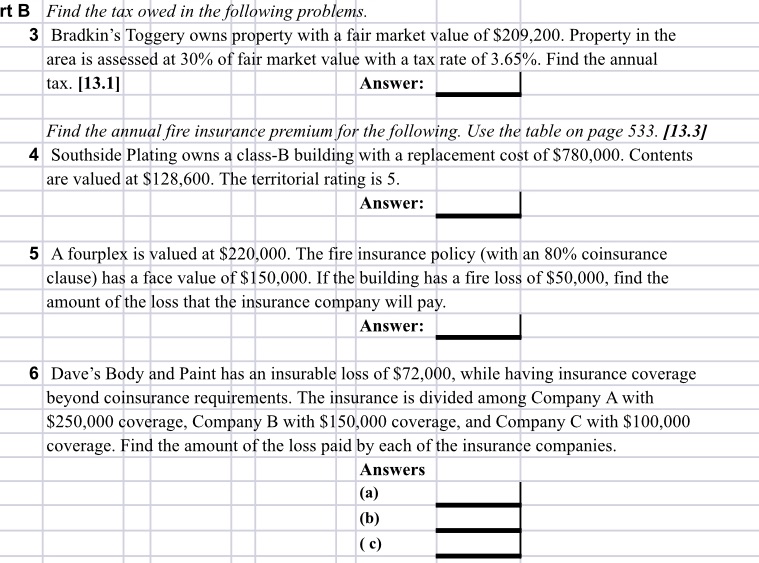 rt B Find the tax owed in the following problems.