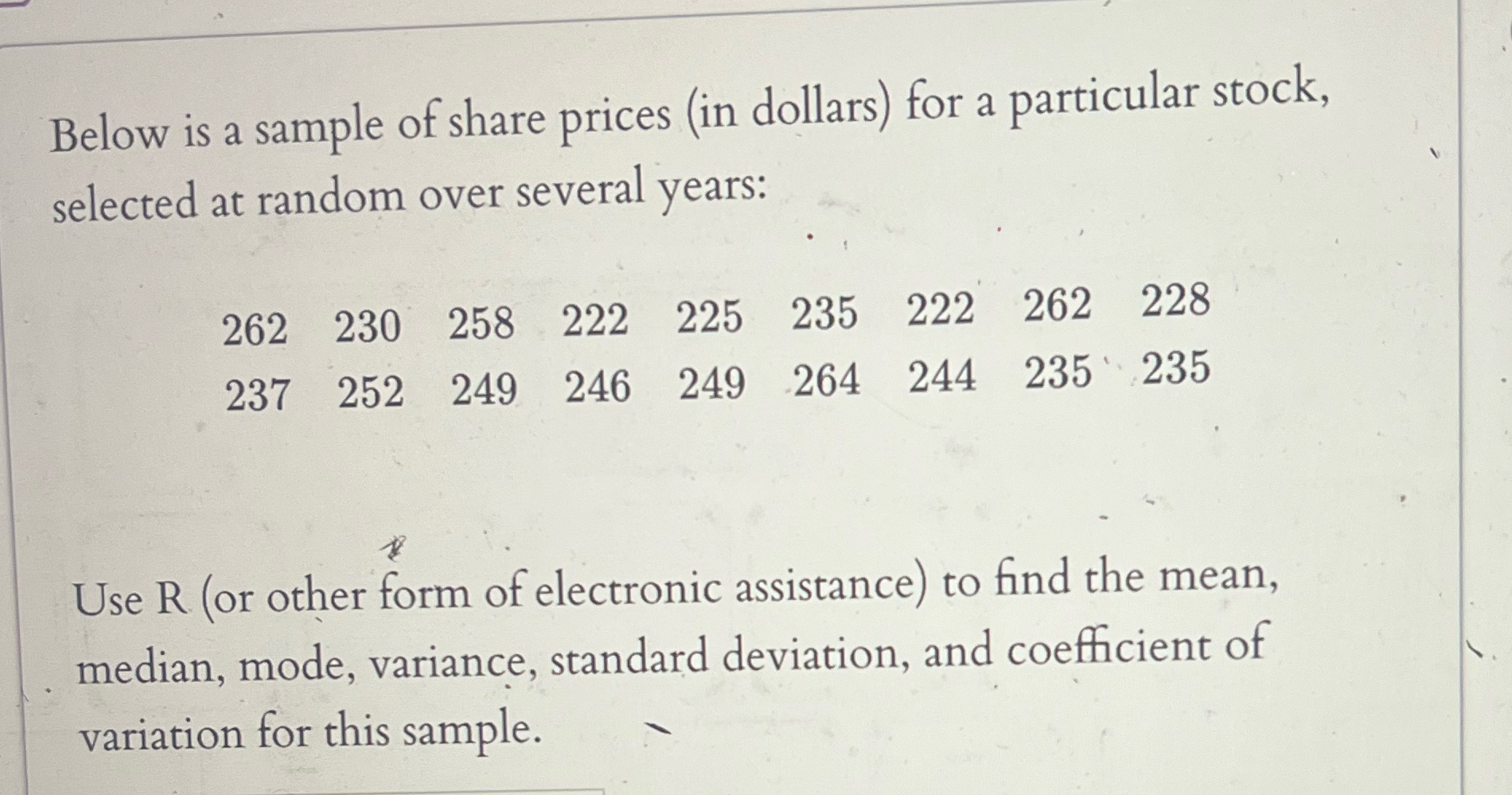 Find the variance and coefficient of variation