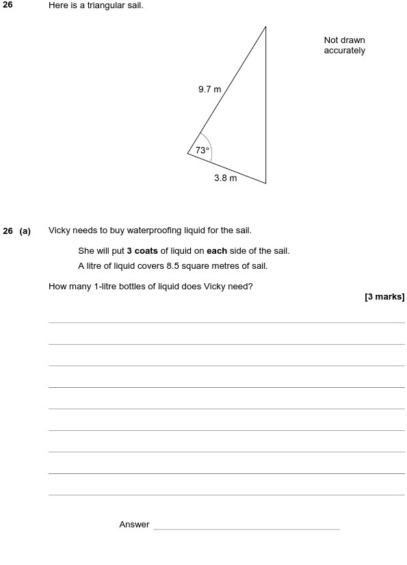 26 Here is a triangular sail. Not drawn