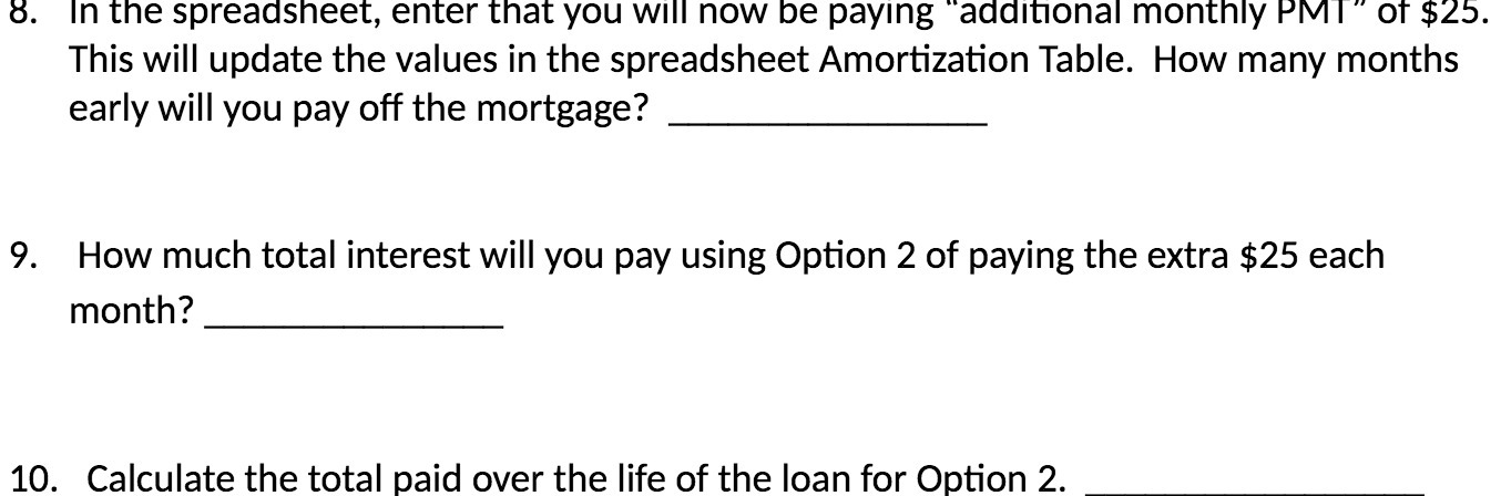 8. In the spreadsheet, enter that you Wlll now be