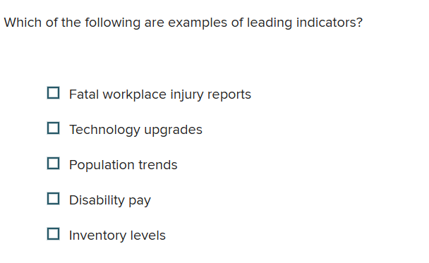ss Which of the following are examples of leading