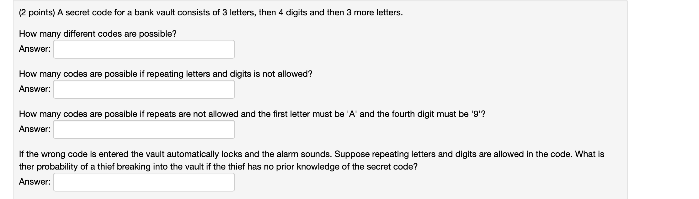 No need to show full solution (2 points) A secret