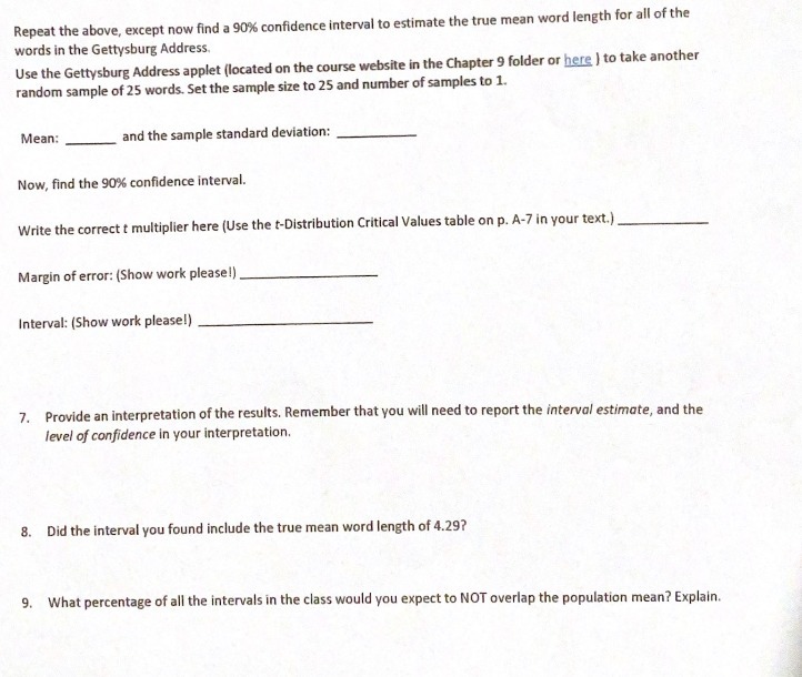 Repeat the above, except now find a 90%