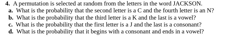 4. A permutation is selected at random from the