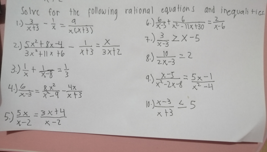 I need help Solve for the following rational