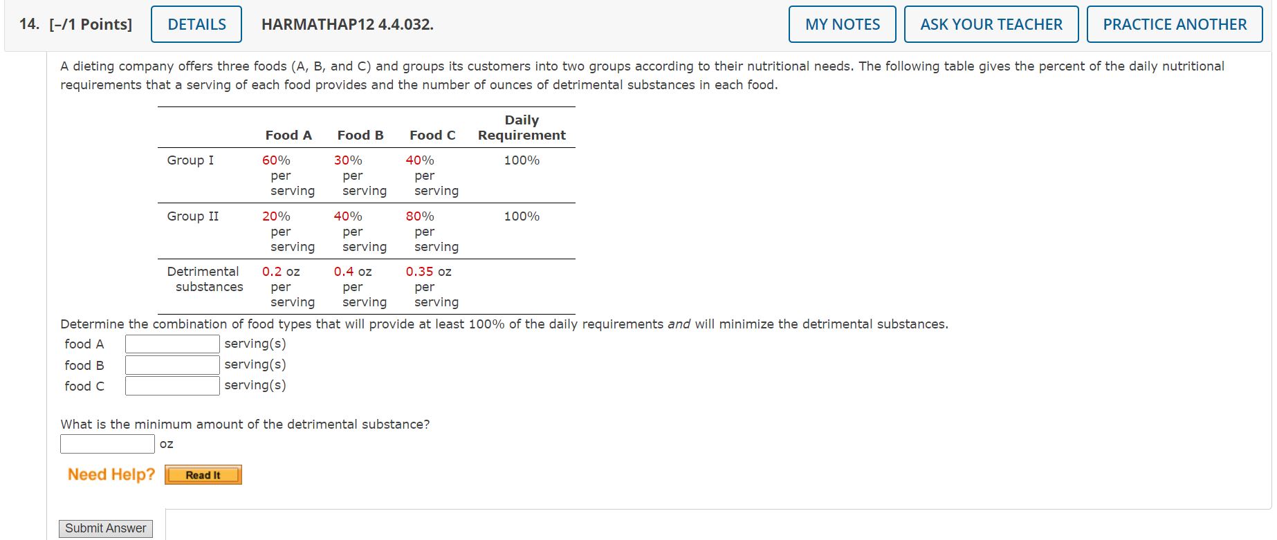 14. [I1 Points] HARMATHAP12 4.4.032. MY NOTES ASK