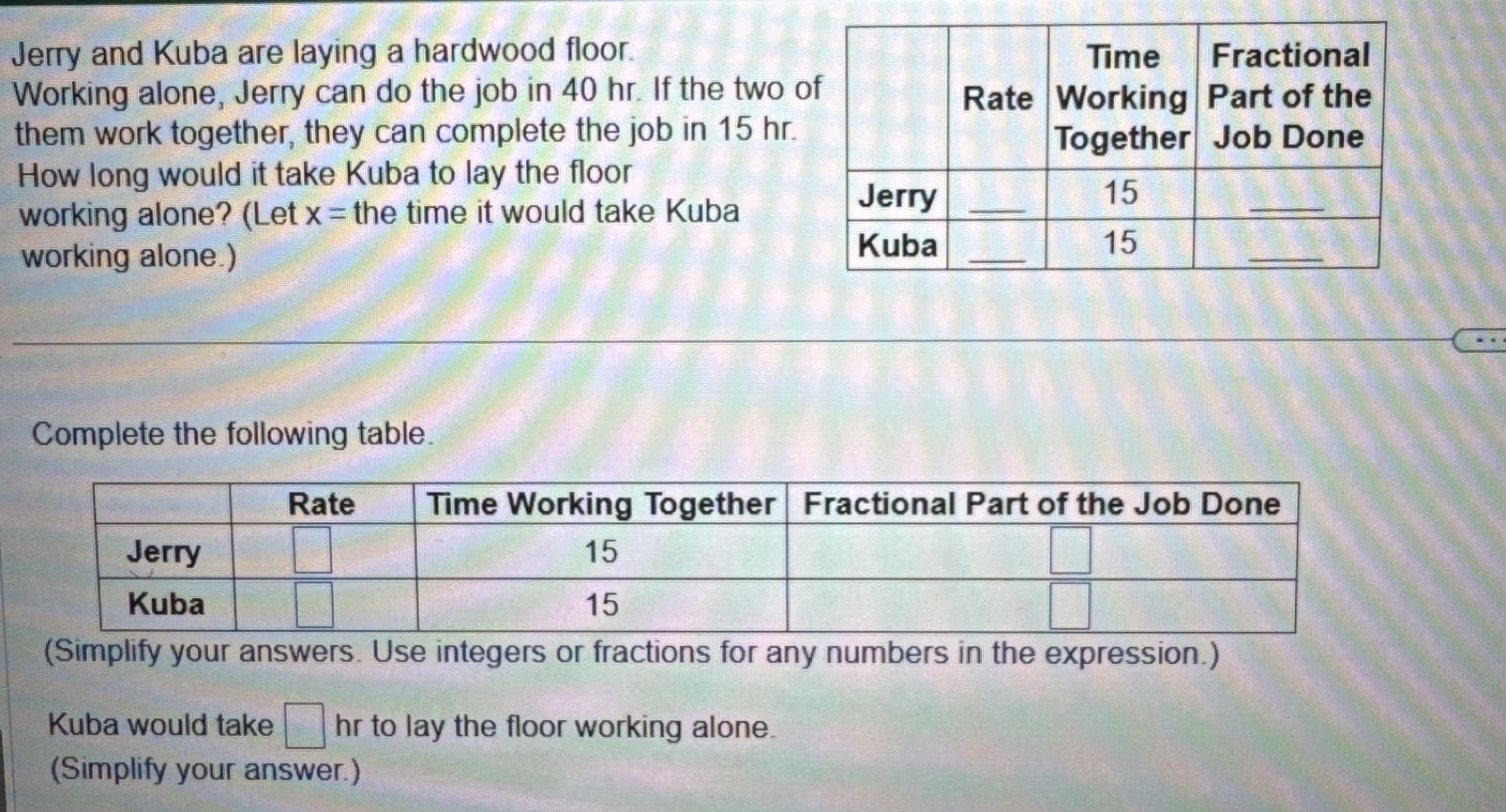 Jerry and Kuba are laying a hardwood floor. Time