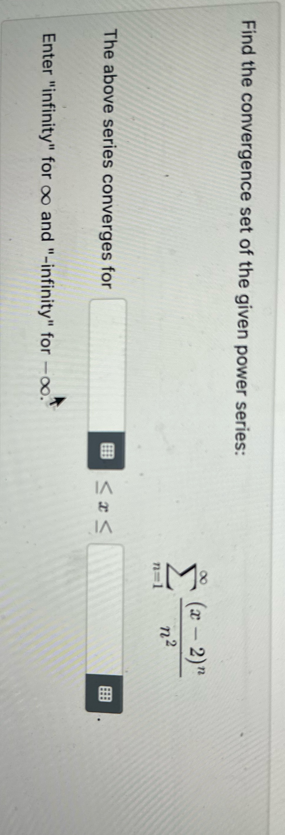 Find the convergence set of the given power