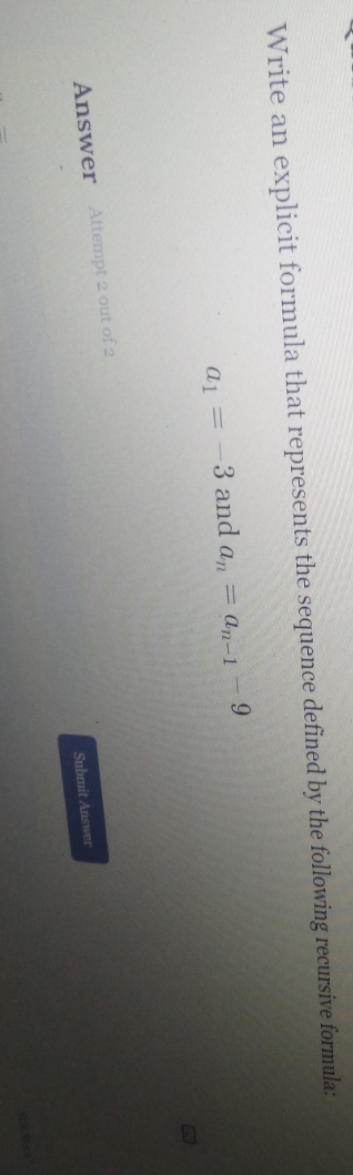 Write an explicit formula that represents the