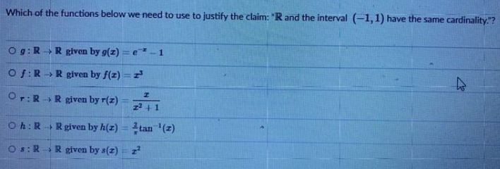 Which of the functions below we need to use to