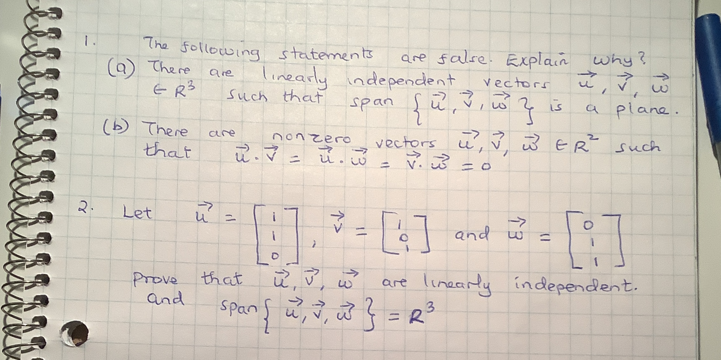 1 . The following statements are false. Explain