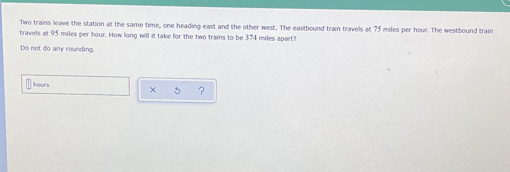 Two trains leave the station at the same time,