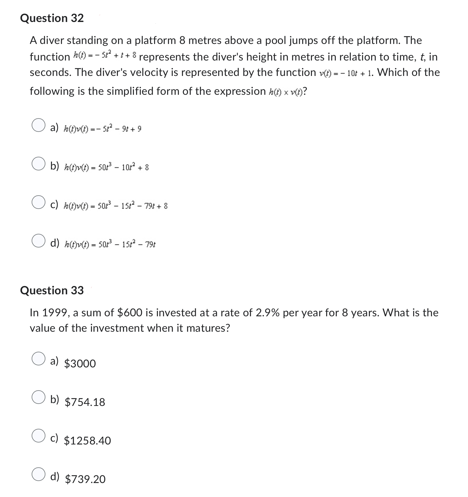 Question 32 A diver standing on a platform 8