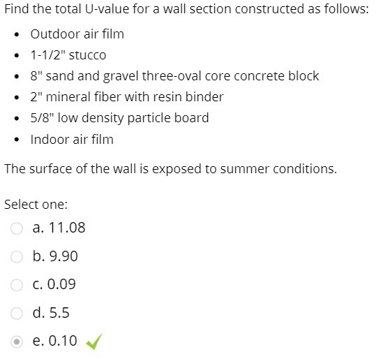 Find the total U-value for a wall section