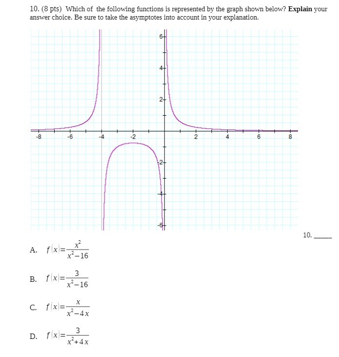 10. (8 pts) Which of the following functions is