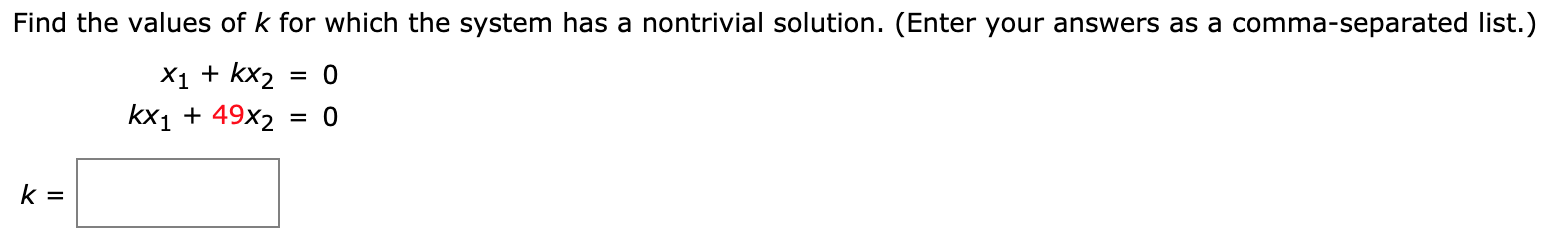 Find the values... Find the values of k for which