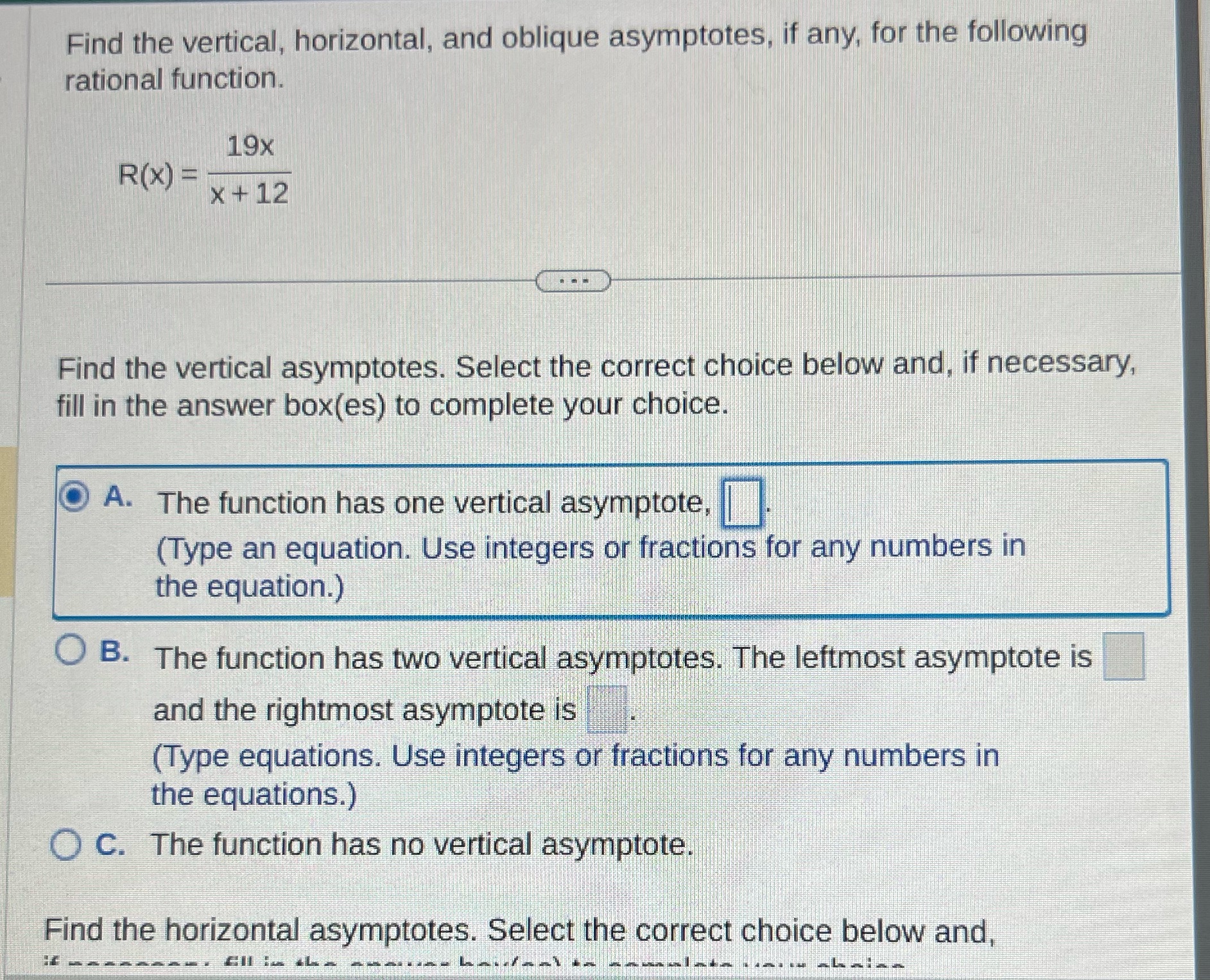 Please find any oblique asymptotes if any as well