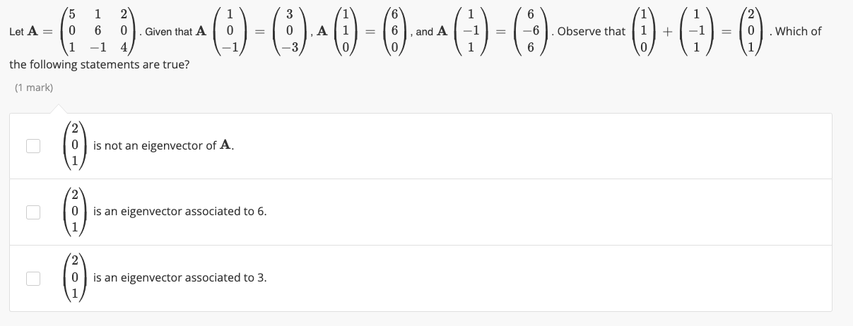 1 NO 6 ON Let A = HOMI 6 0 . Given that A 6 , and