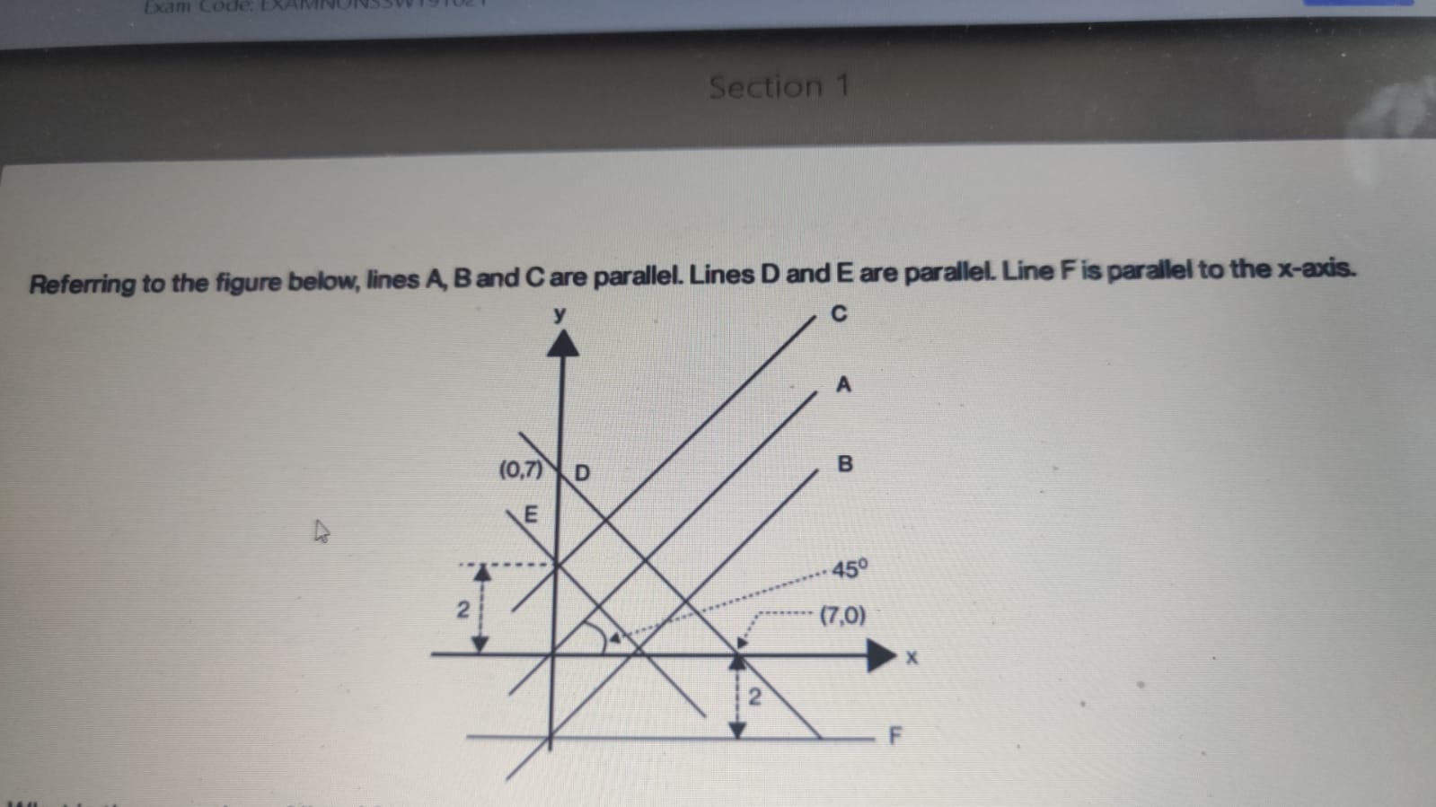 Section 1 Referring to the figure below, lines A,