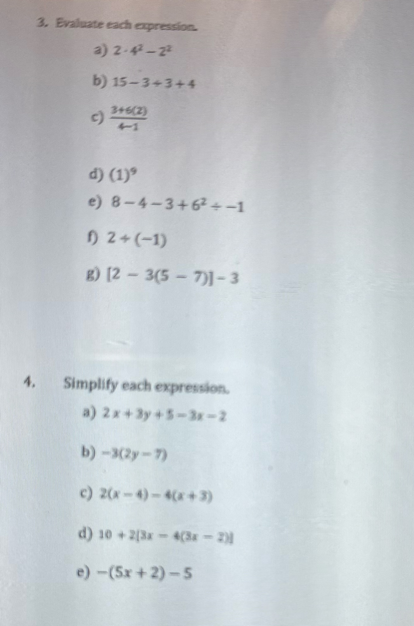 3. Evaluate each expression. a) 2.41-21 b)