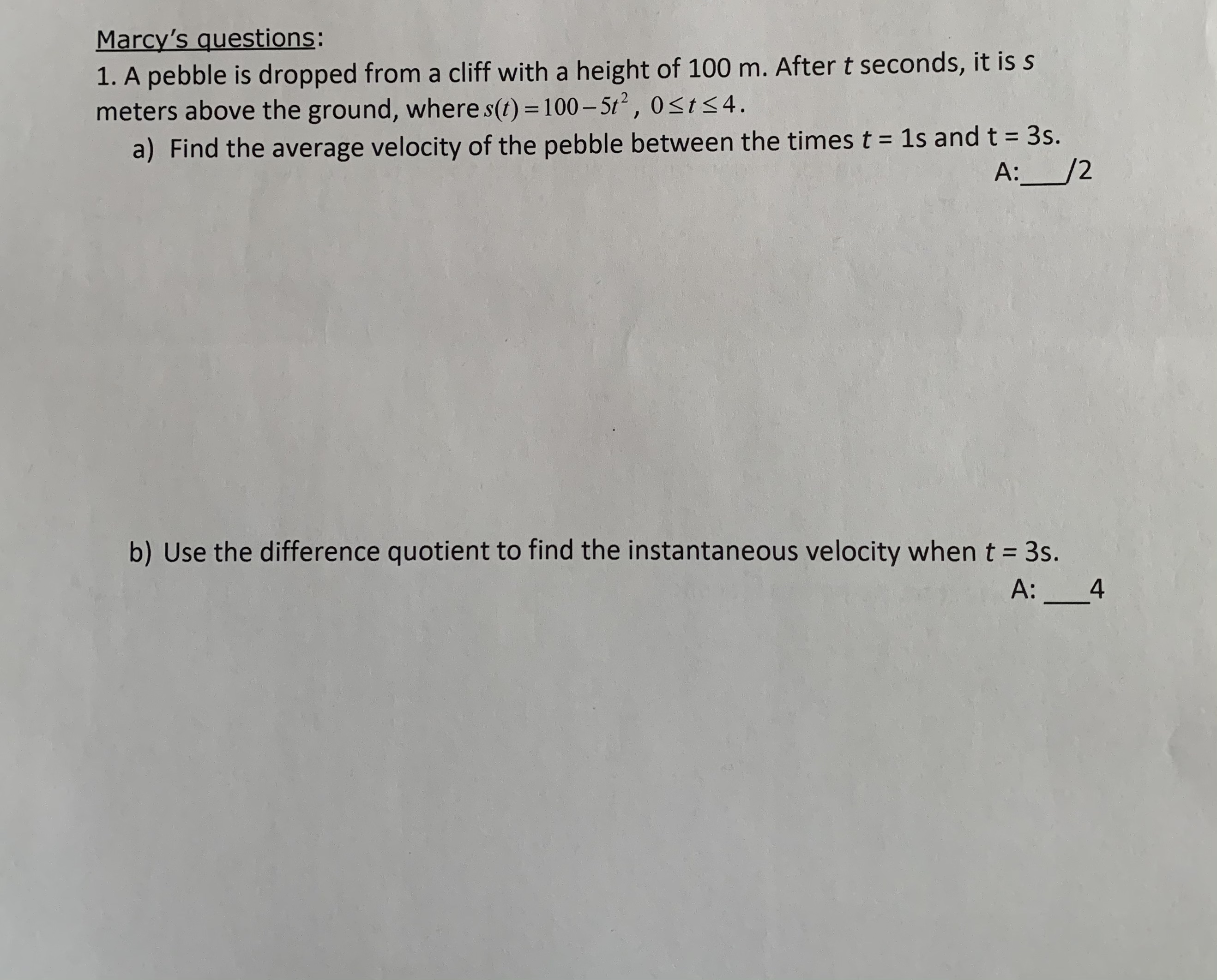Grade 12 Advanced Functions Marcy's