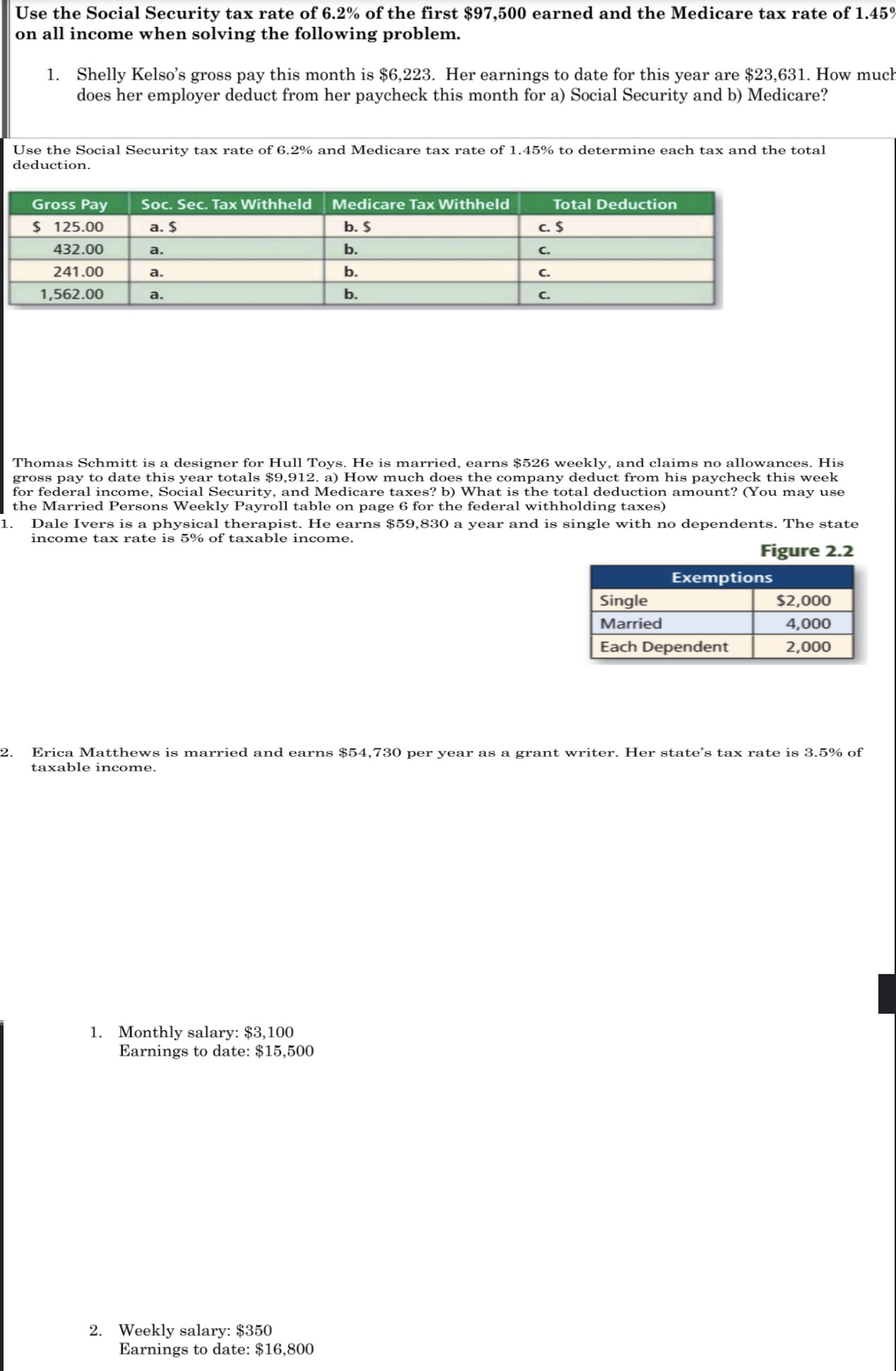 Solve all questions Use the Social Security tax