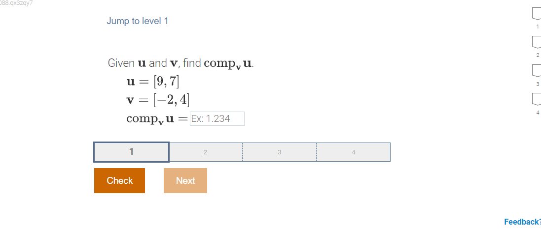 188.qx3zqy/ Jump to level 1 2 Given u and v, find