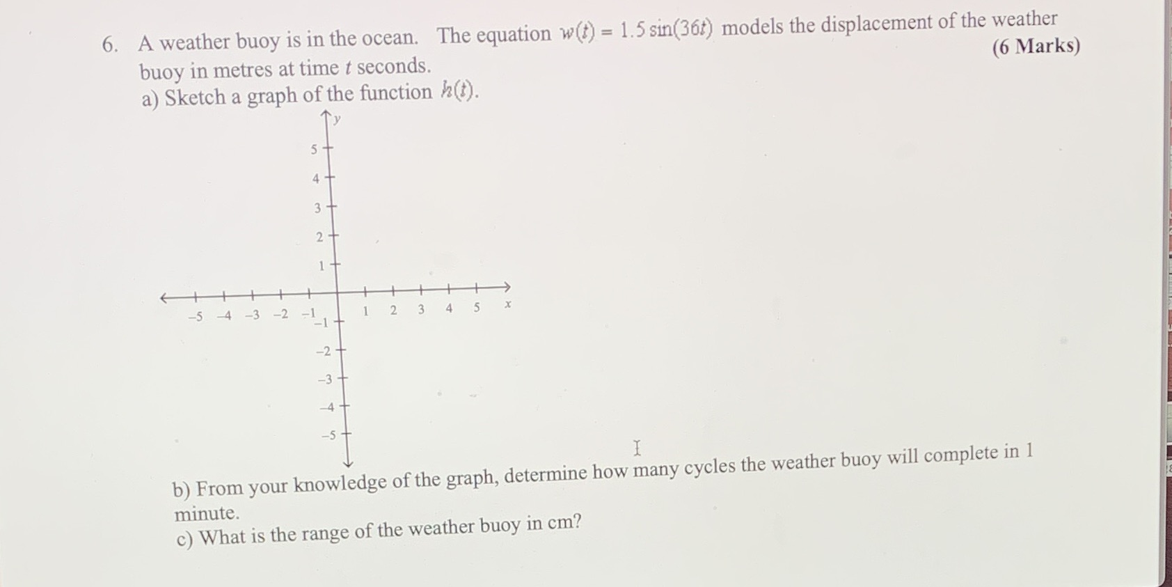 6. A weather buoy is in the ocean. The equation