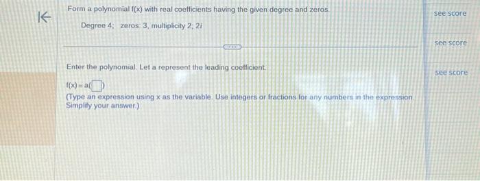 Form a polynomial f(x) with real coefficients