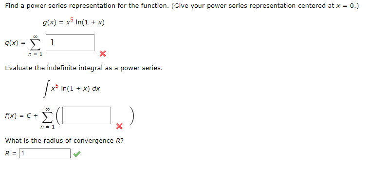 Find a power series representation for the