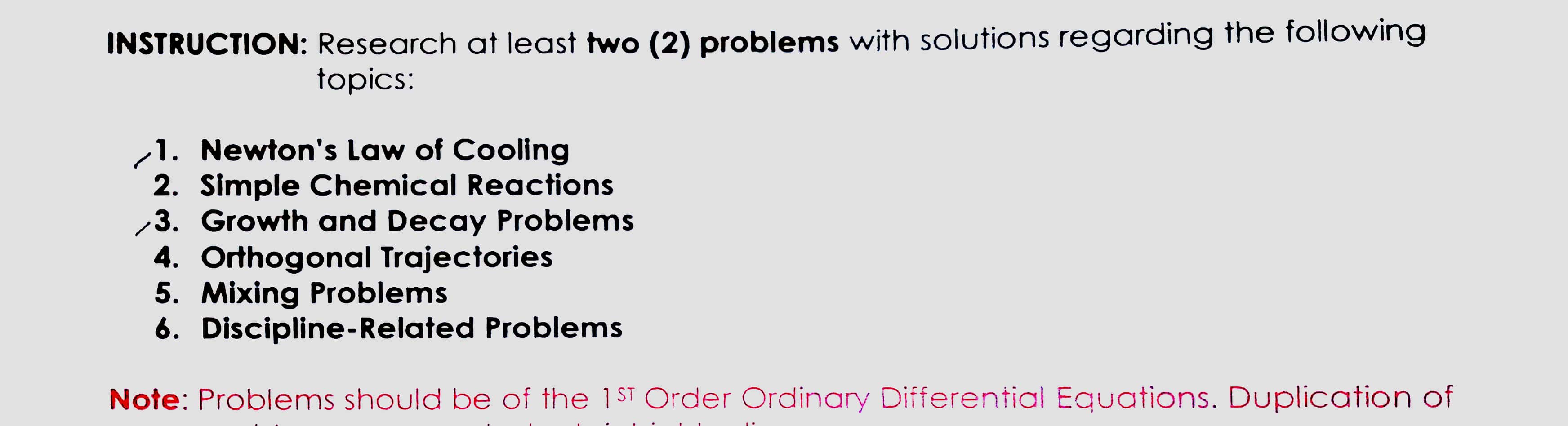 Differential Equations Elementary application