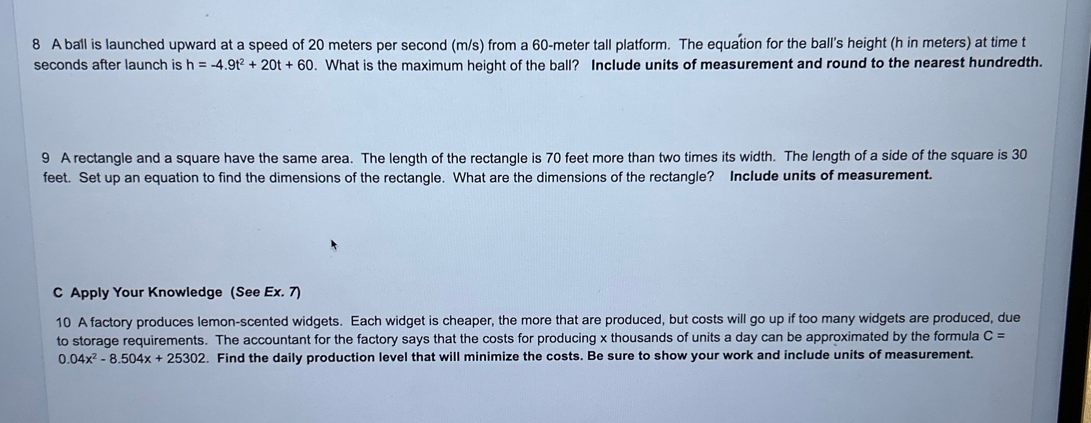 Answer 8-9 and show work please 8 A ball is