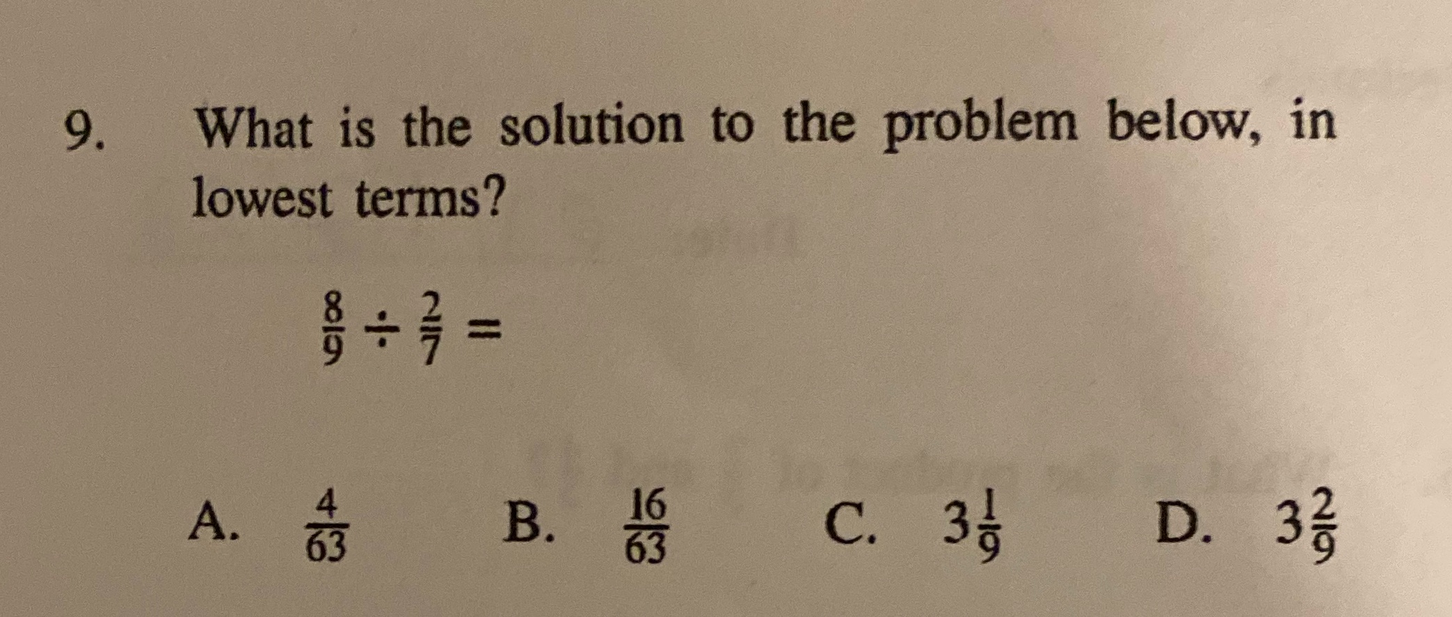 9. What is the solution to the problem below, in