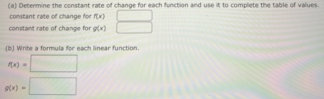 you are given an incomplete table of value for