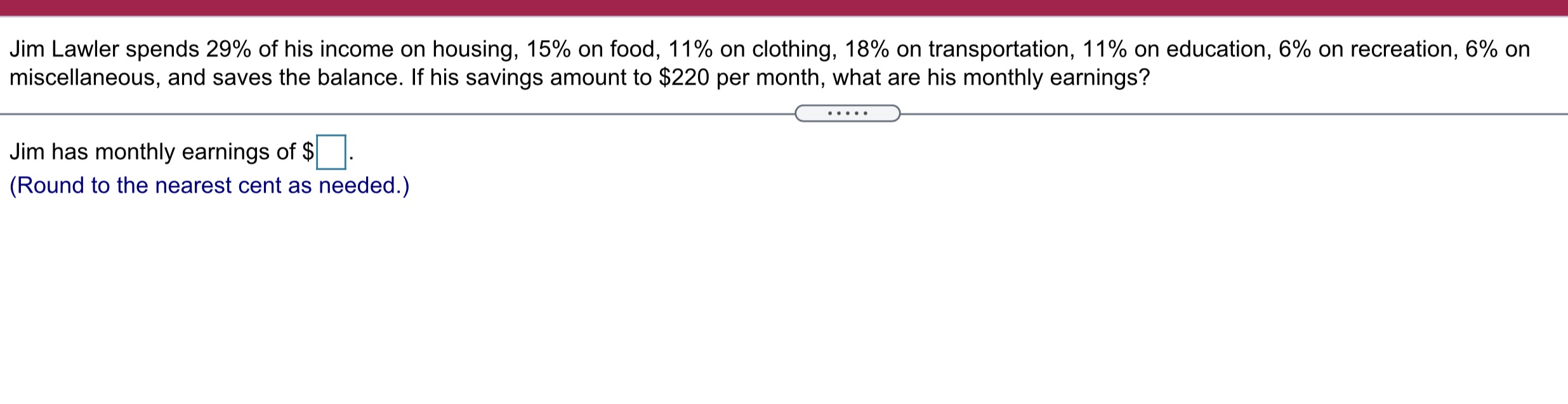 Jim Lawler spends 29% of his income on housing,
