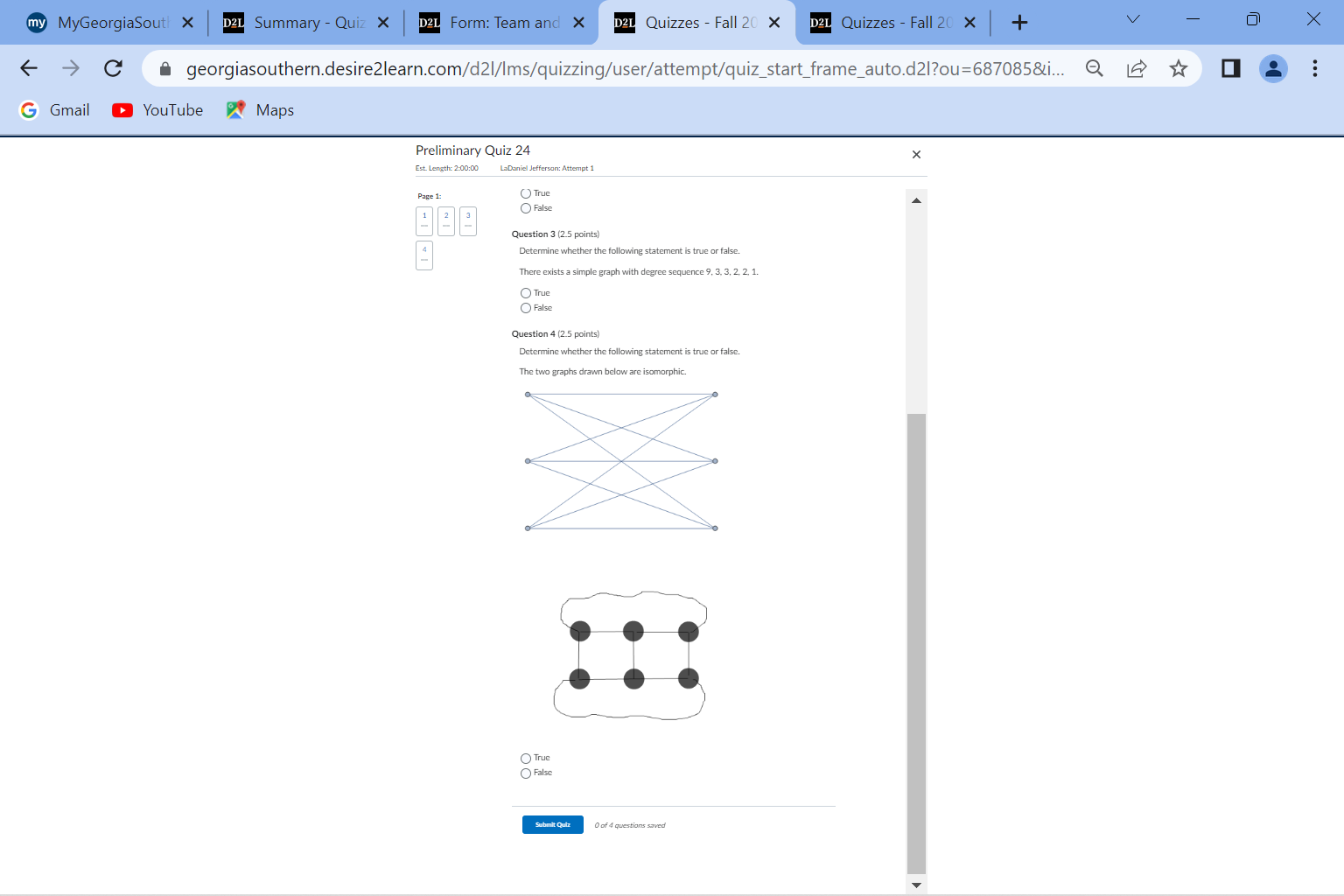 my MyGeorgiaSouth X D2L Summary - Quiz X D2L
