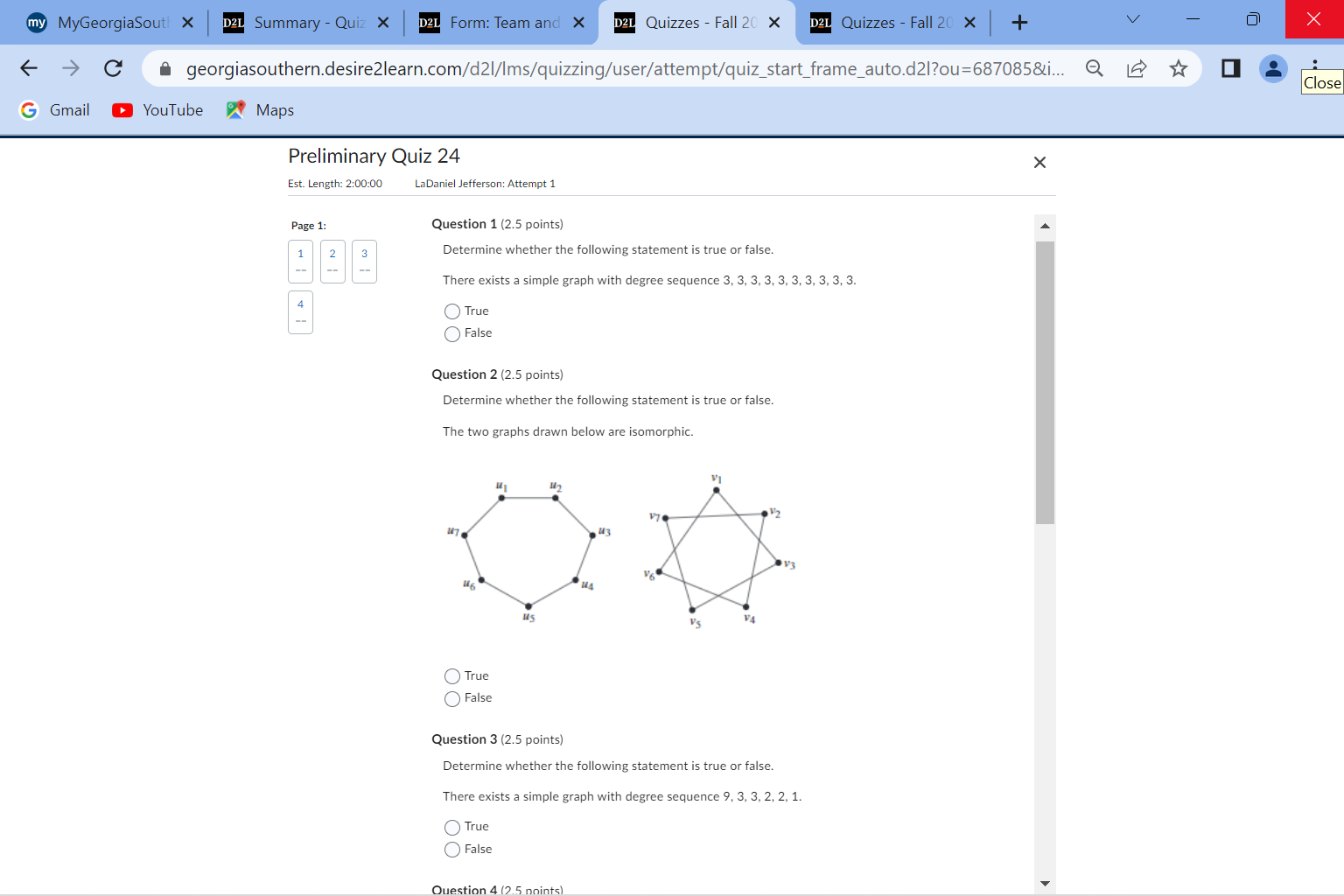 my MyGeorgiaSouth X D2L Summary - Quiz X D2L
