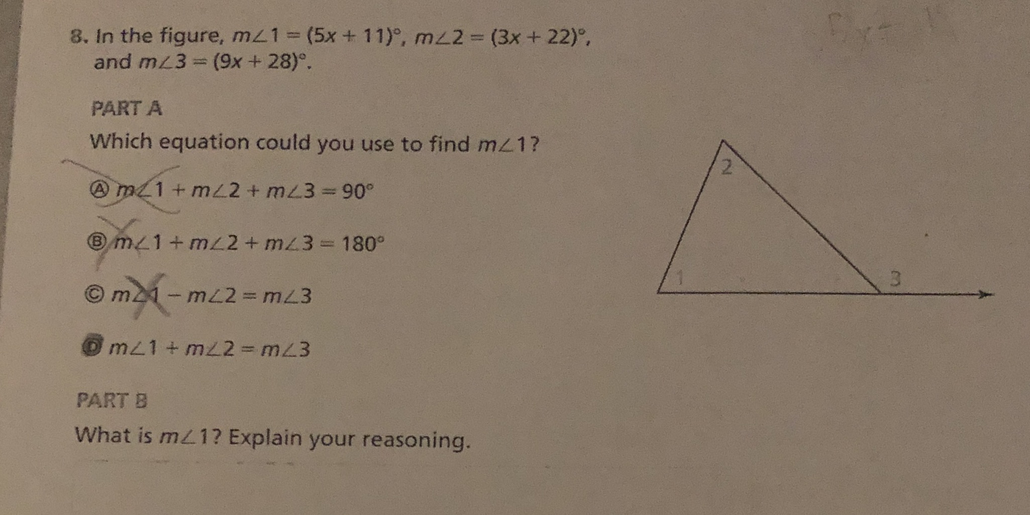 8. In the figure, mz1 = (5x + 11), mz2 = (3x +