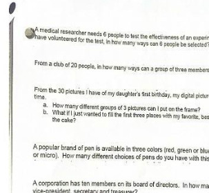 A medical researcher needs 6 people to test the