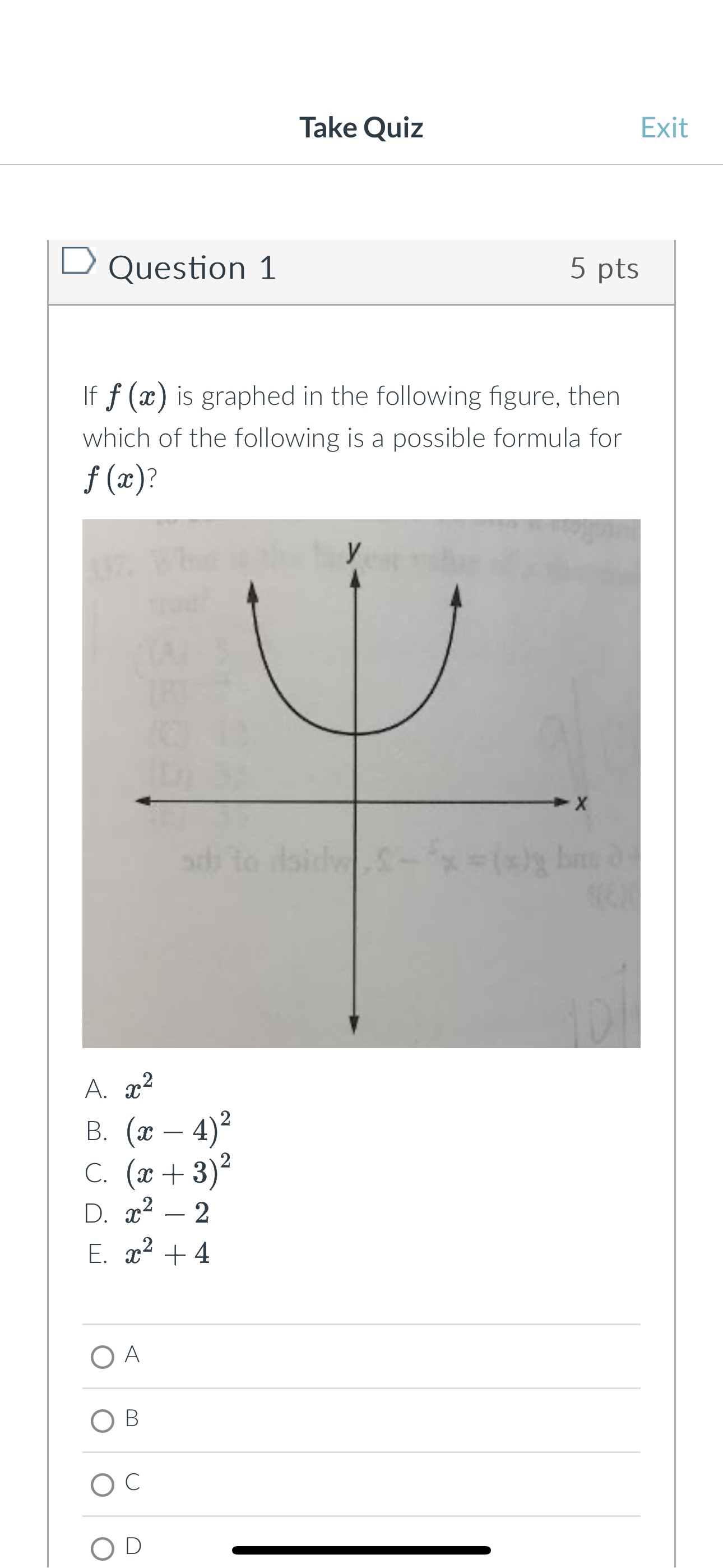 Take Quiz Exit Question 1 5 pts If f (a) is